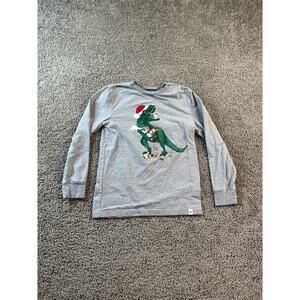 Tommy Bahama Shirt Boys Medium Gray Green T Rex Christmas Long Sleeve Kids